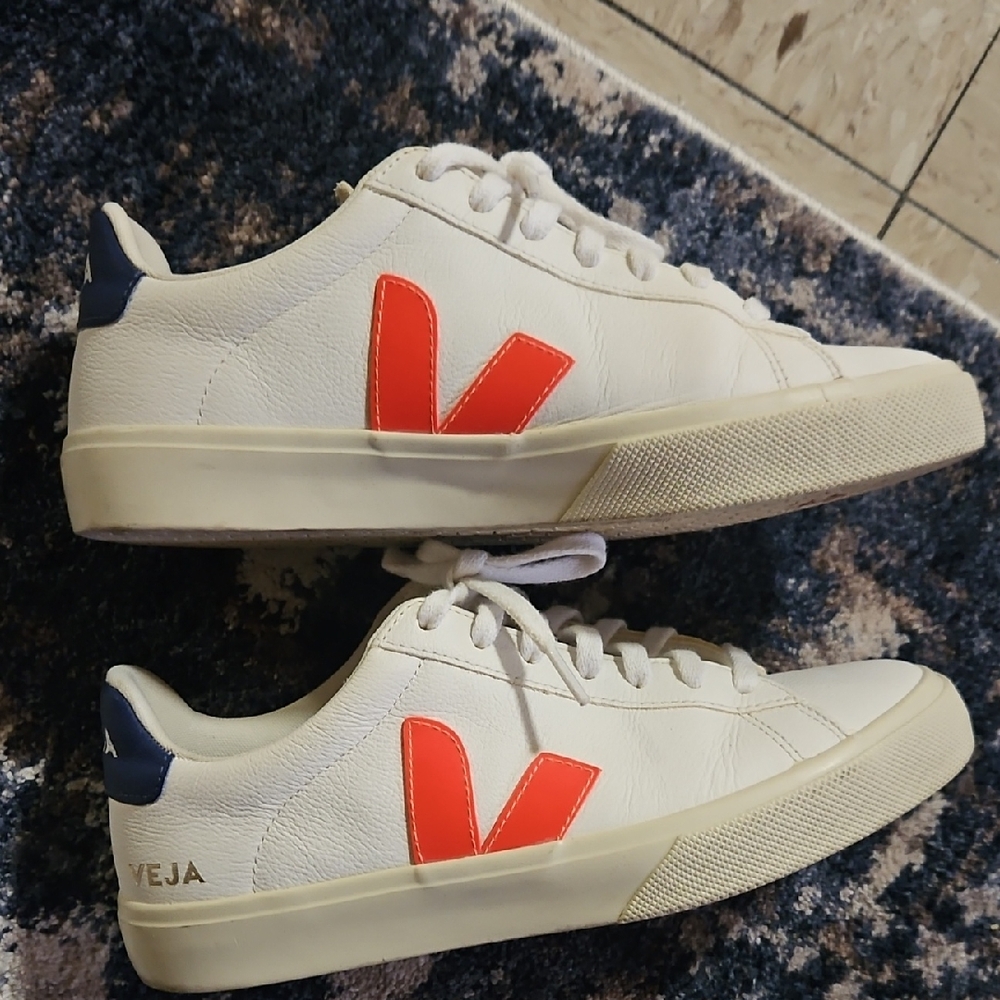 Veja White and Orange Sneakers